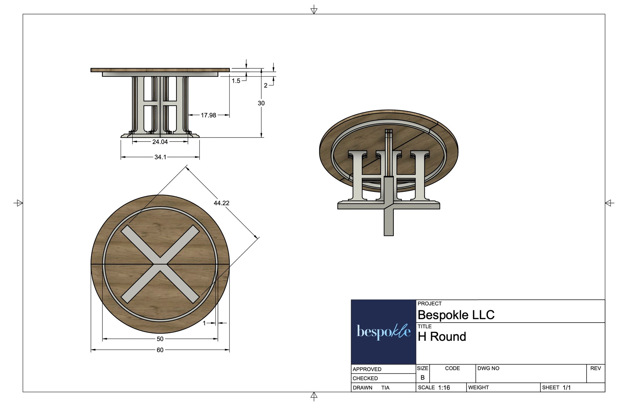 H Pedestal Table