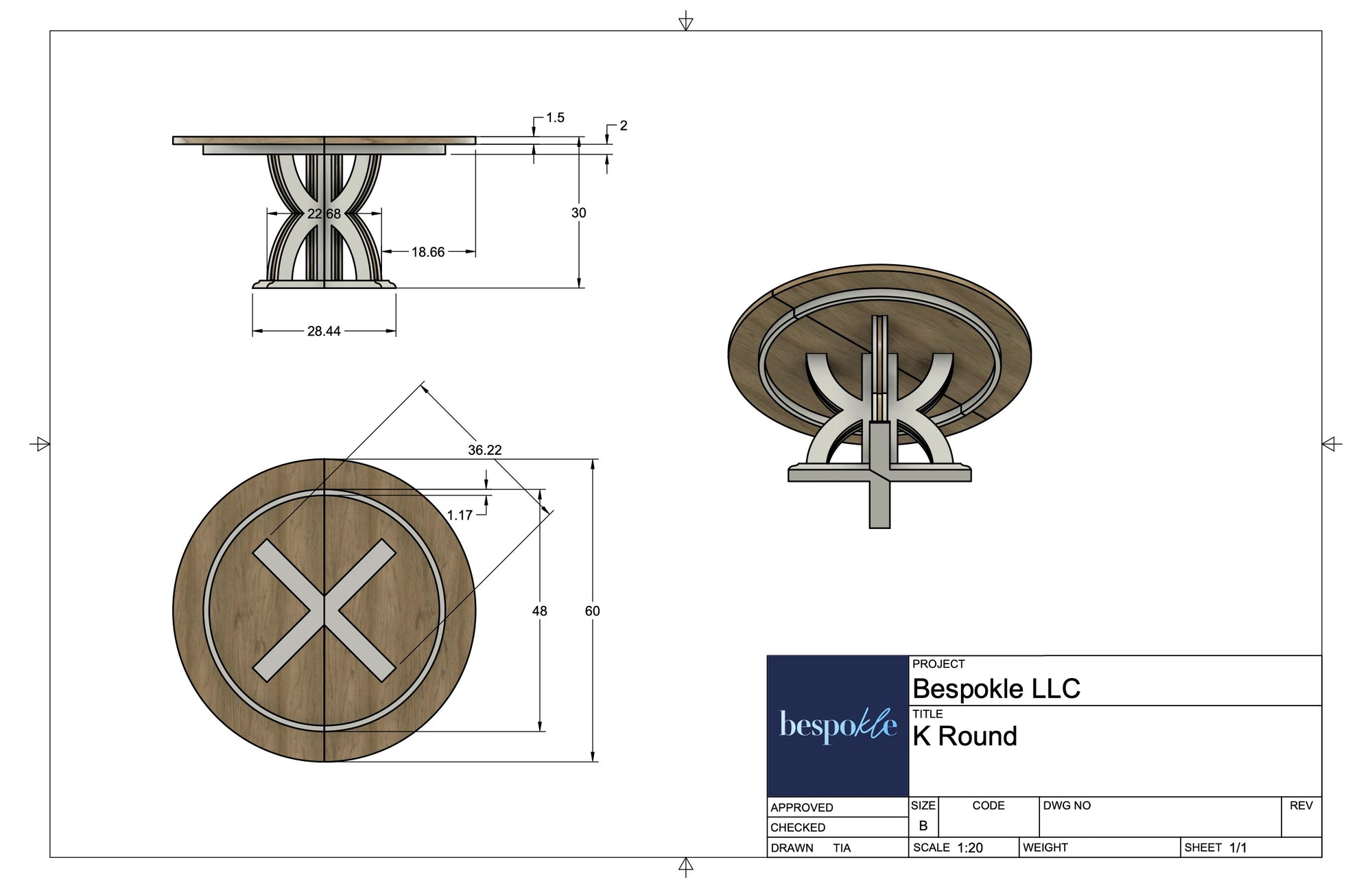 K Pedestal Table