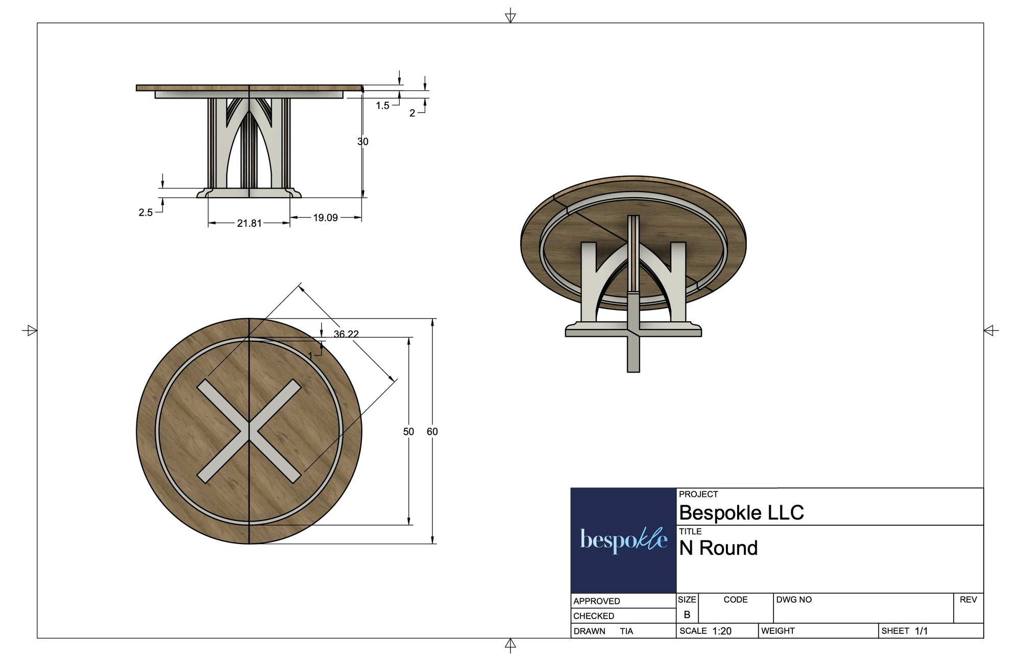 N Pedestal Table