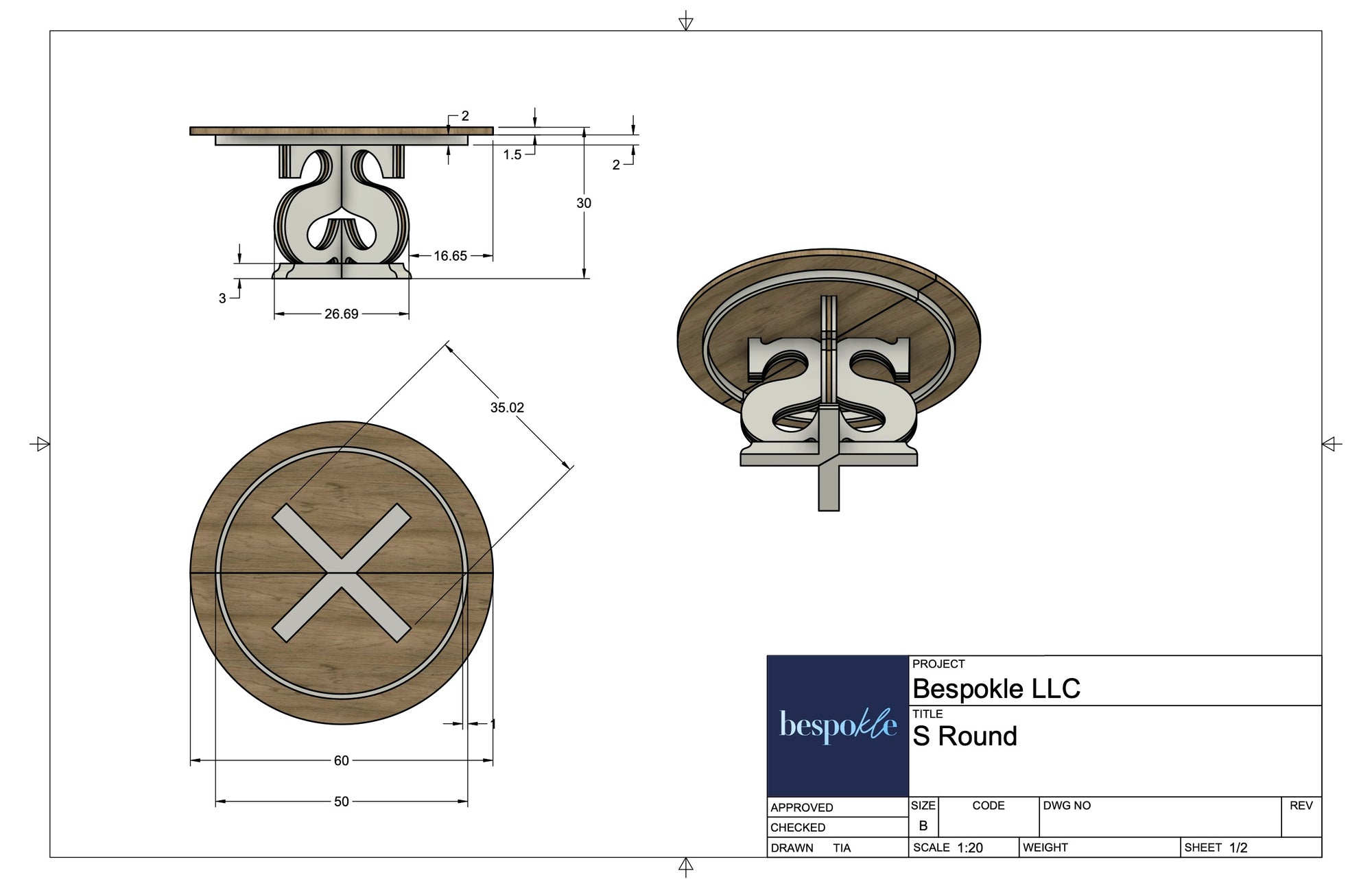S Pedestal Table