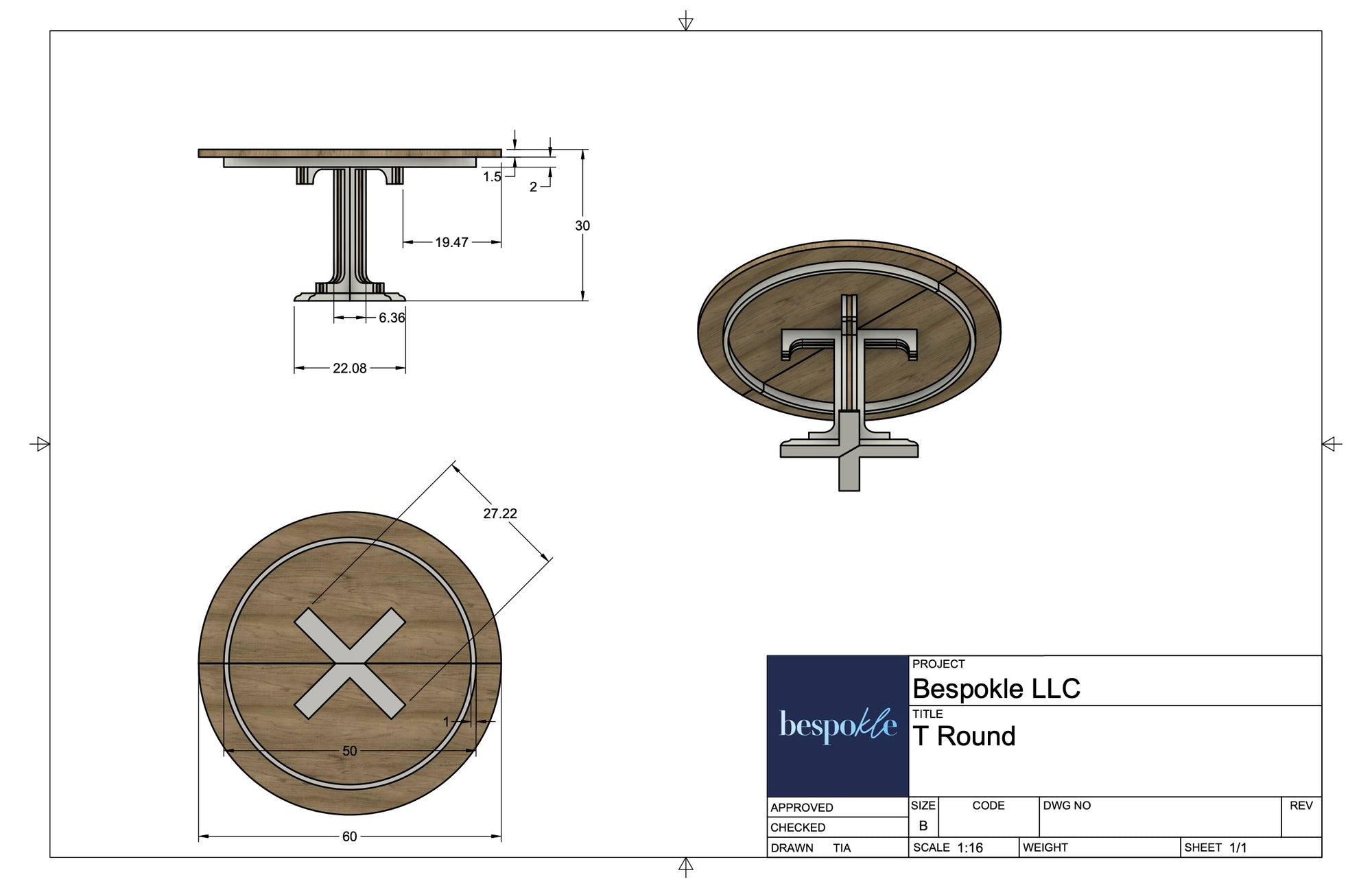 T Pedestal Table