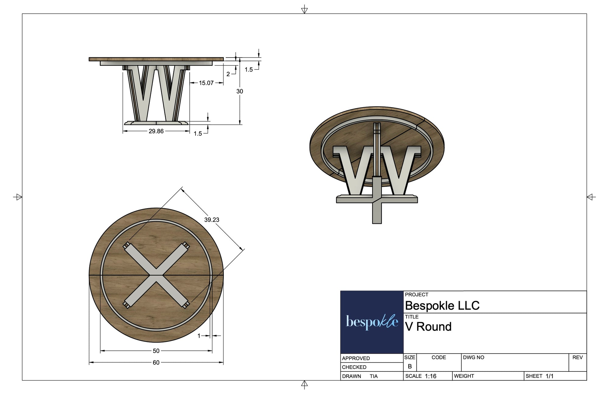 V Pedestal Table