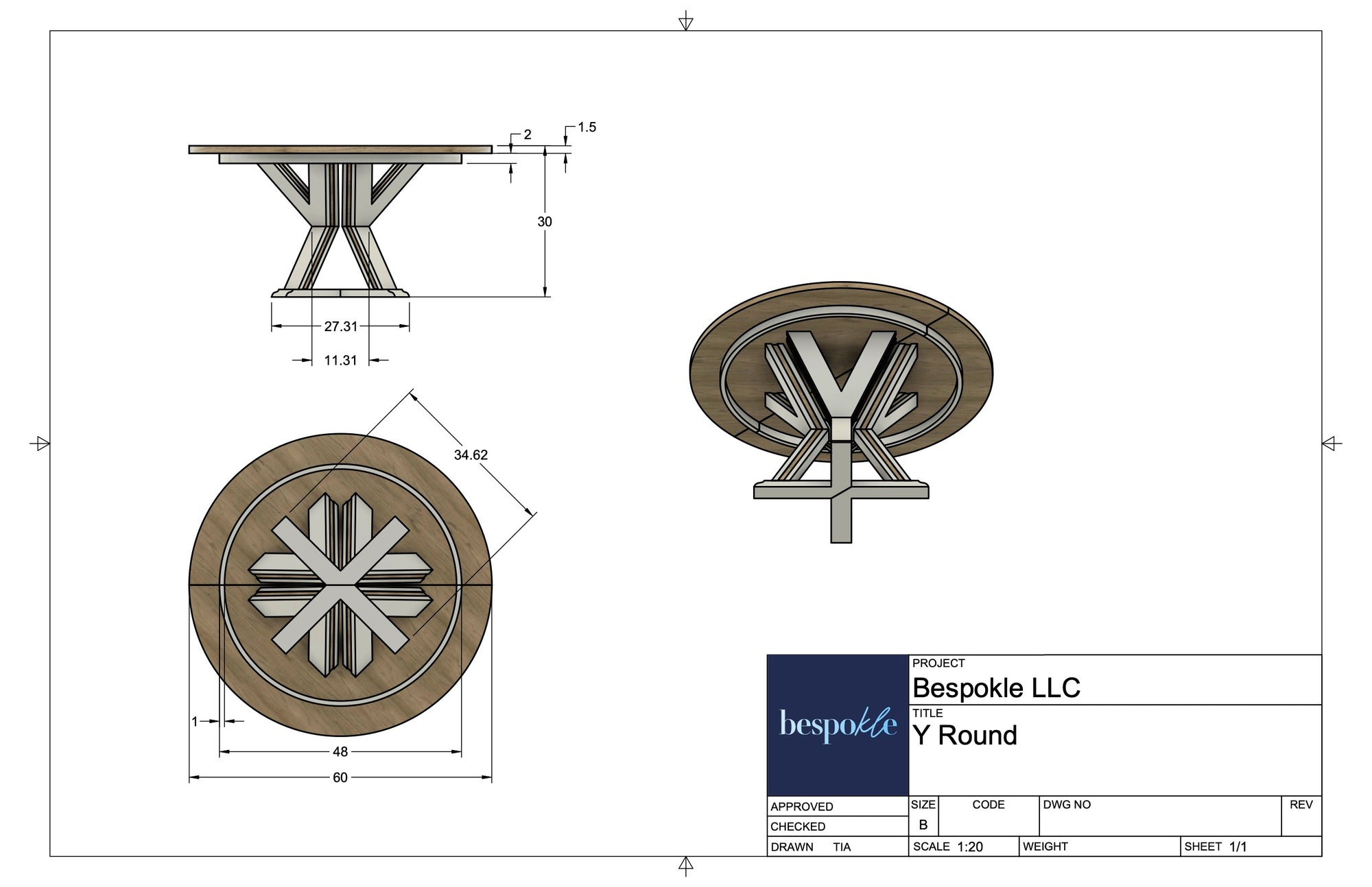 Y Pedestal Table