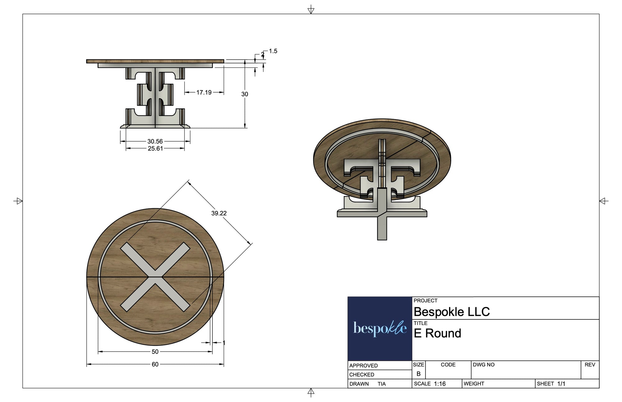 E Pedestal Table