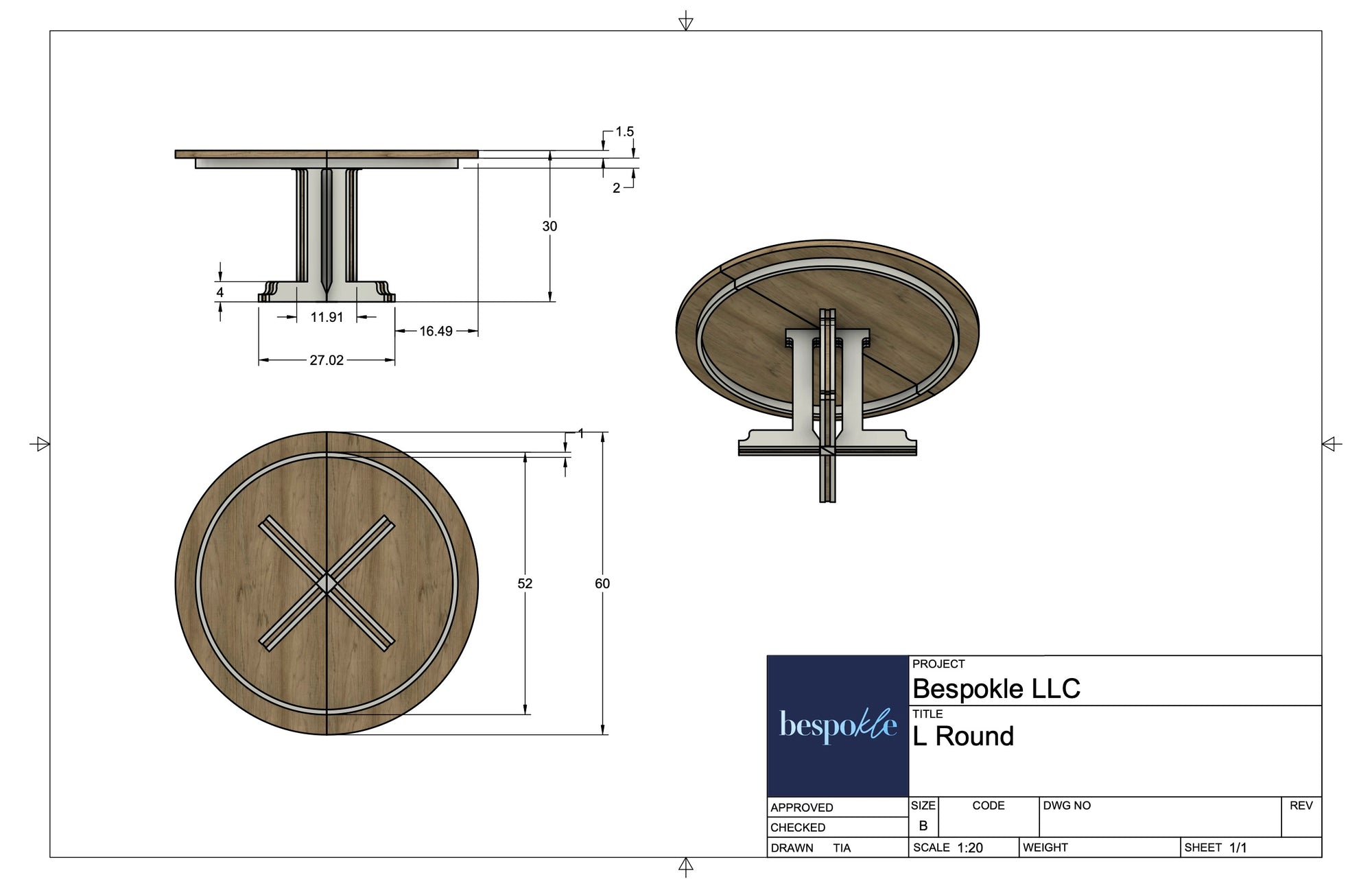 L Pedestal Table