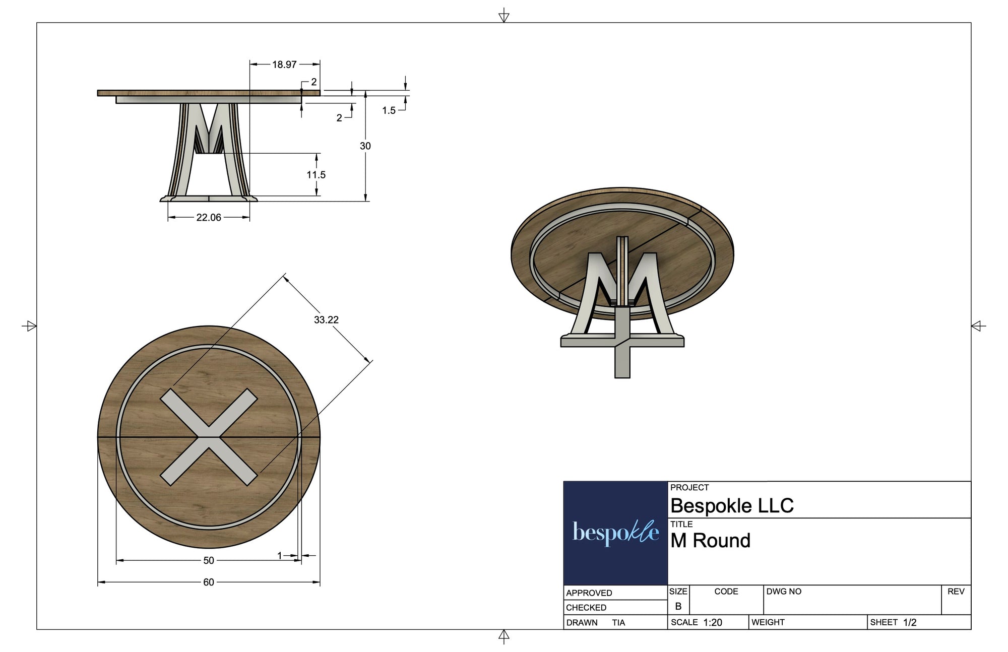 M Pedestal Table